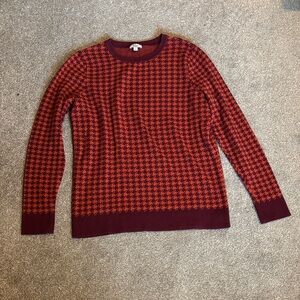 Kim Rogers Women’s Burgundy/orange Houndstooth Sweater size large